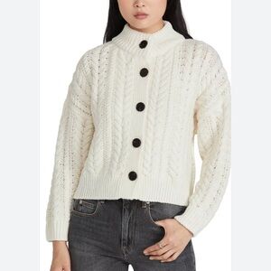 Something Navy Ivory Cable Knit Cardigan